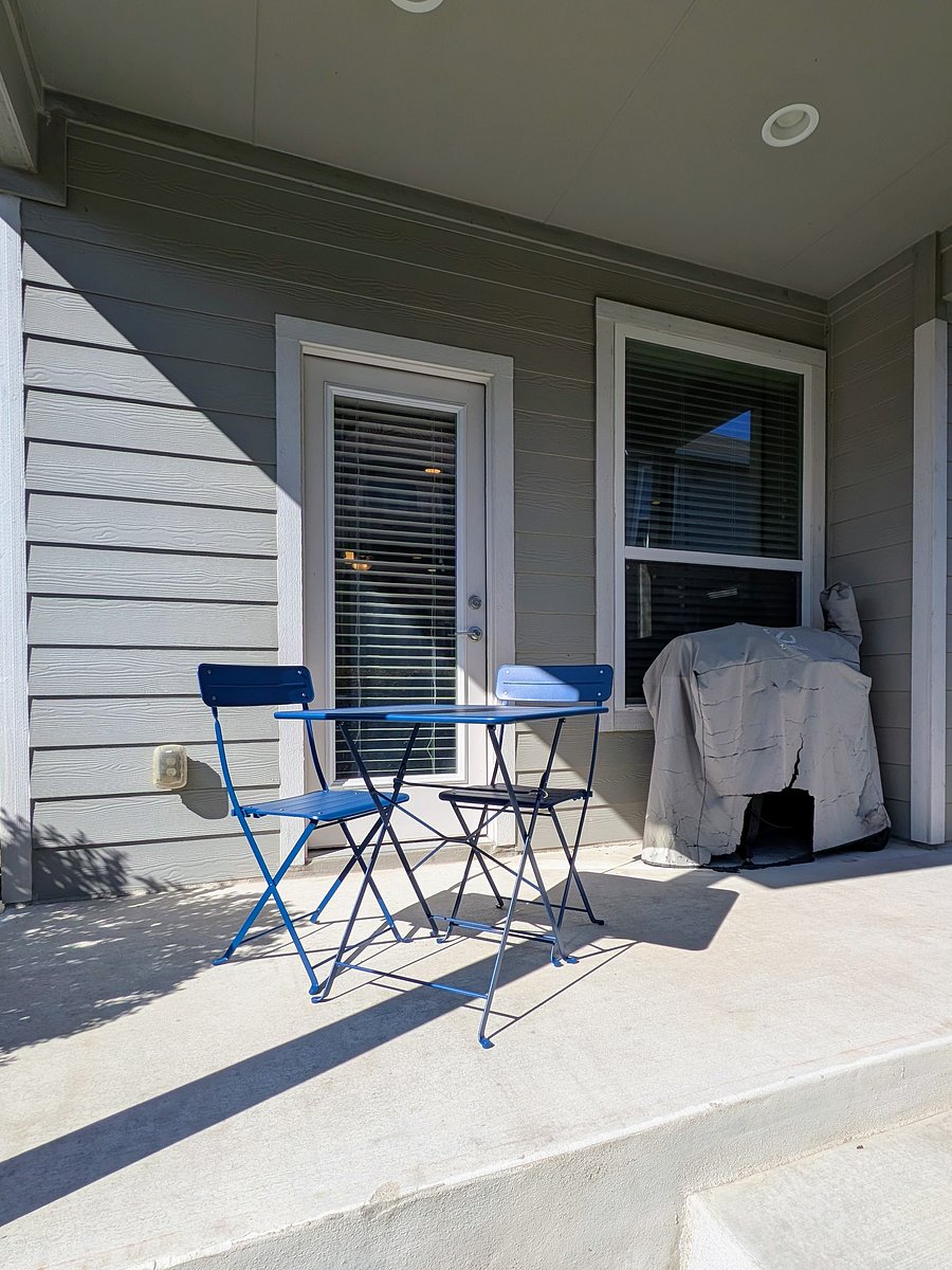 Sunny and bright covered patio
