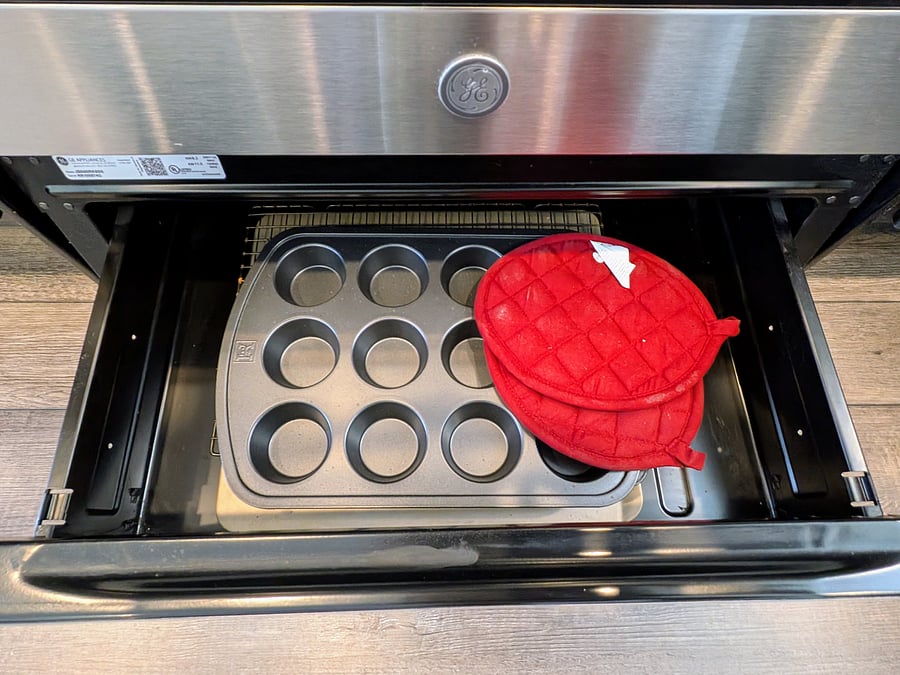 Muffin tin, sheet pans, and cooling racks