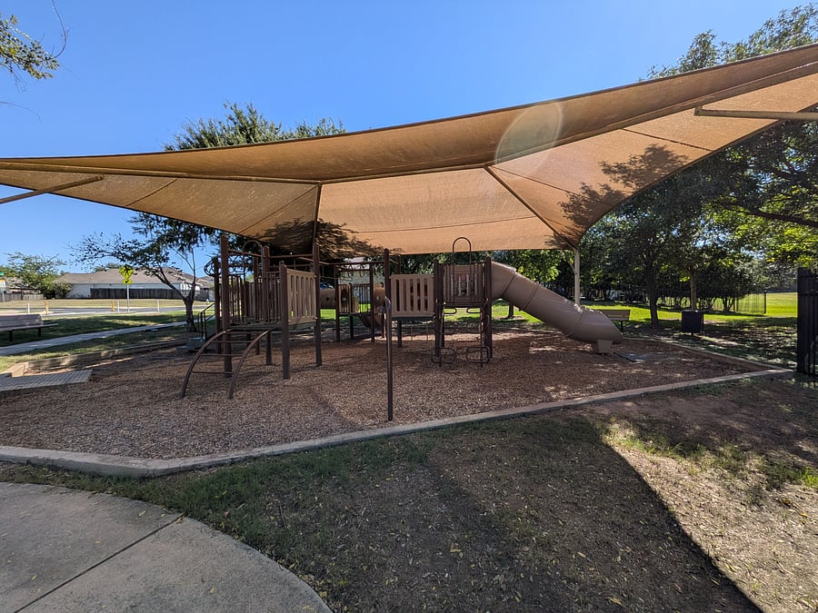 Covered community playscape open year round.