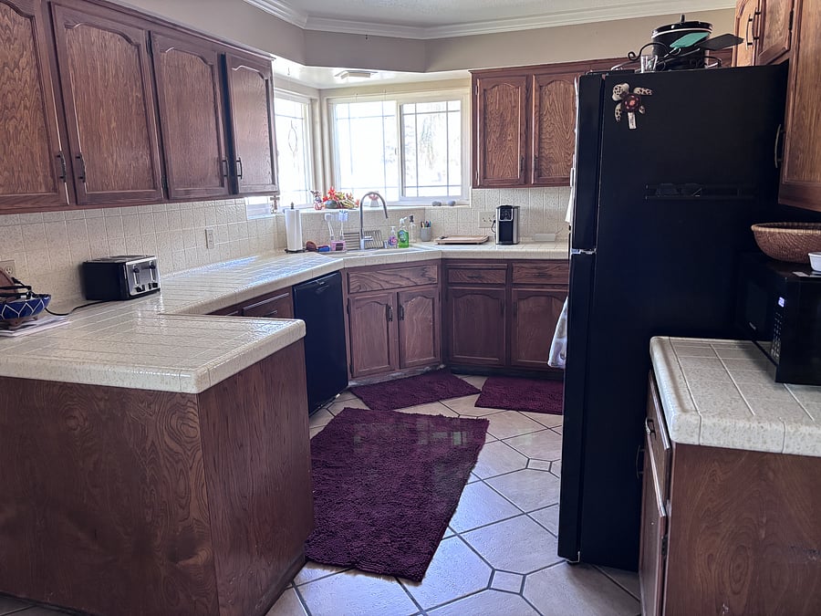 full kitchen with Keurig coffee pod machine, microwave, toaster ....