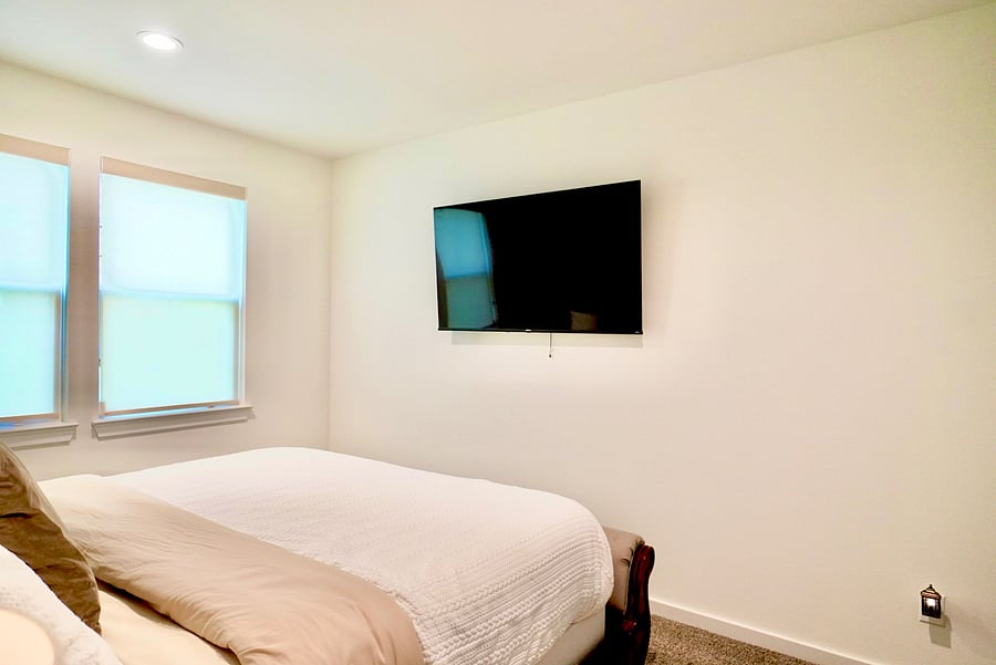 Bedroom TV for streaming in bed after a long shift.