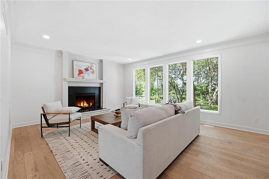 Front living room with second fireplace
