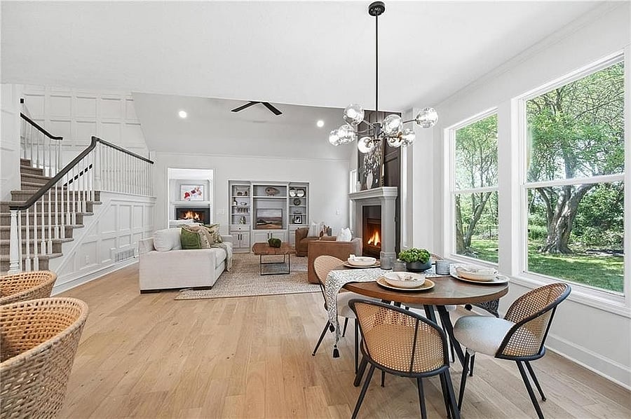 Open sightline from breakfast area to great room and staircase