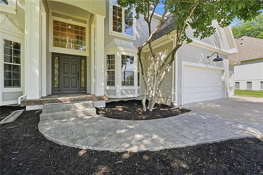 Front walk and covered entry with columns