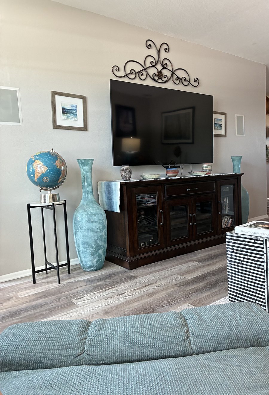New TV with Superbox and media consol.