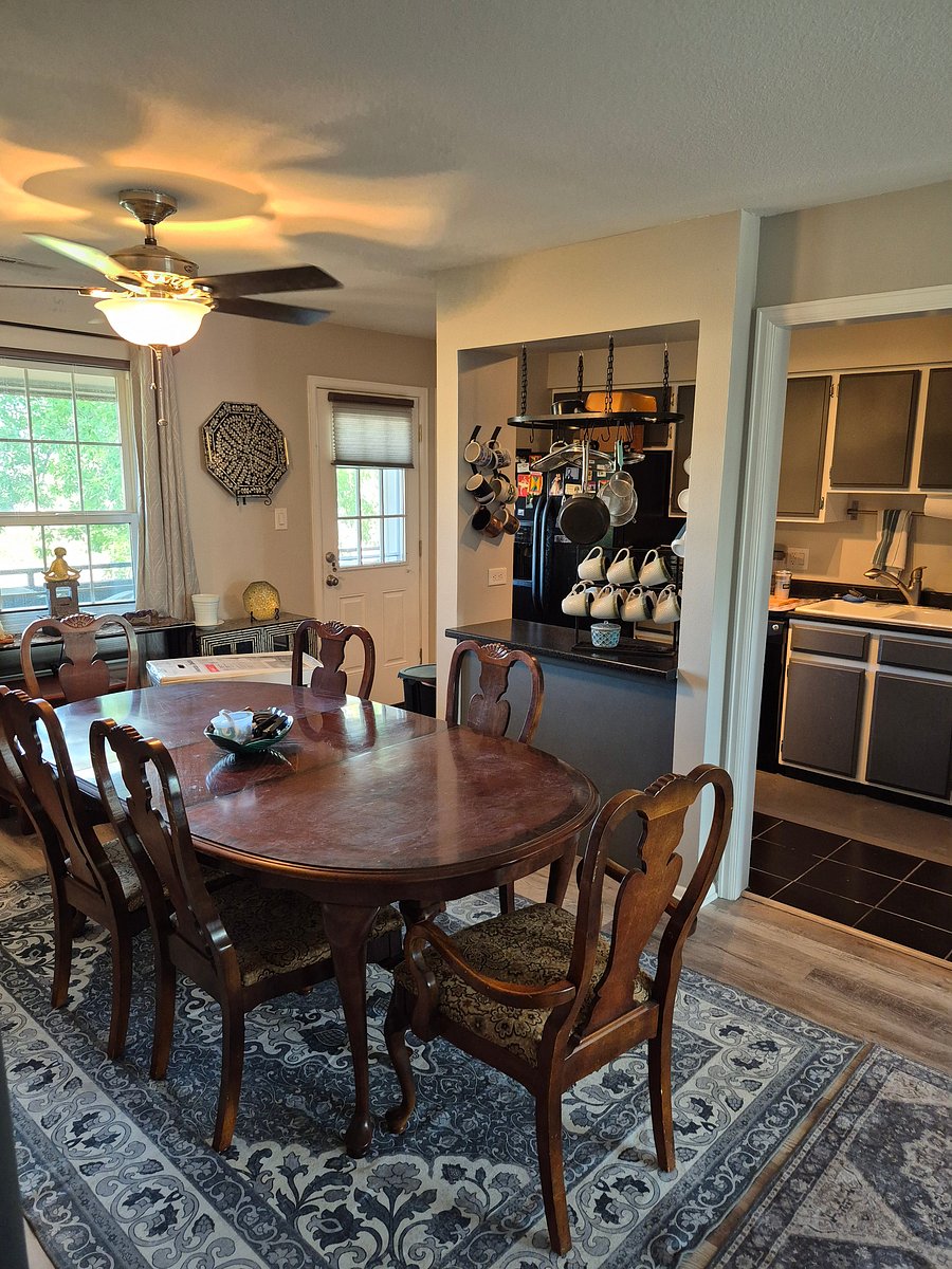 Dining room and kitchen.