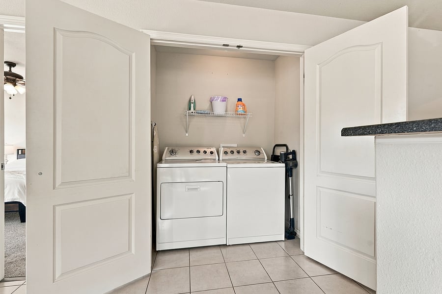 Full size washer and dryer in the unit.