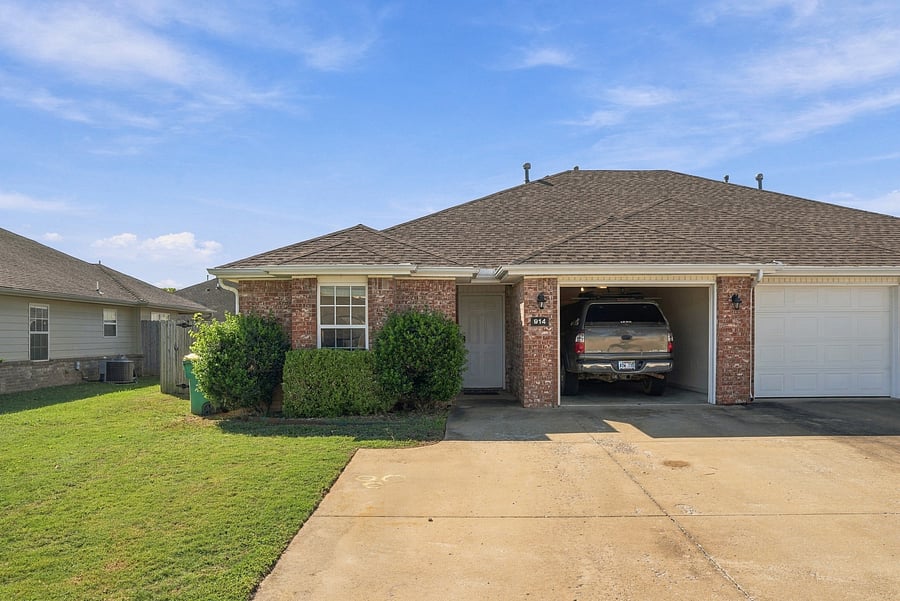 Garage is large enough to park a full size truck.