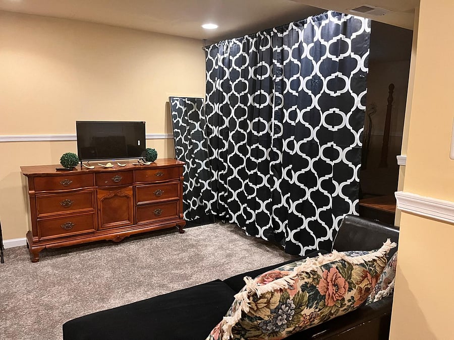 Self contained private basement with a privacy for you when you a having a good nite rest.