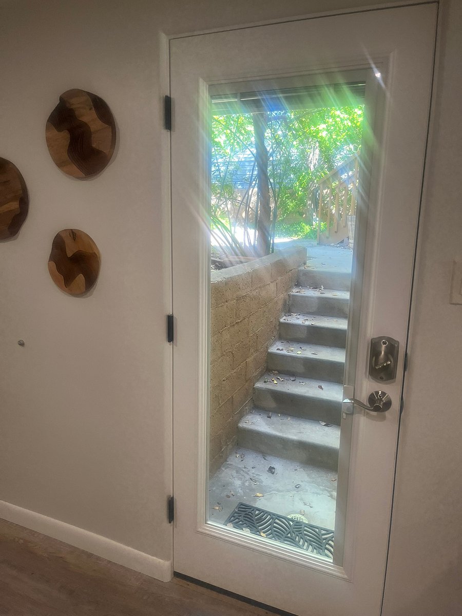 Glass security door.