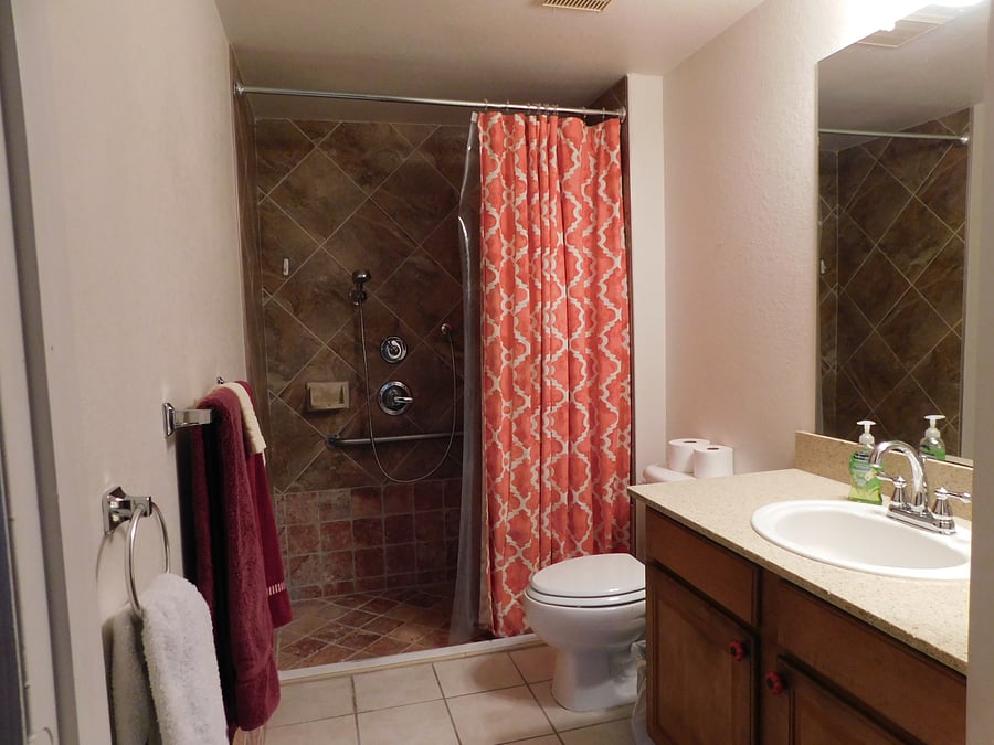 Primary bath has walk in shower
