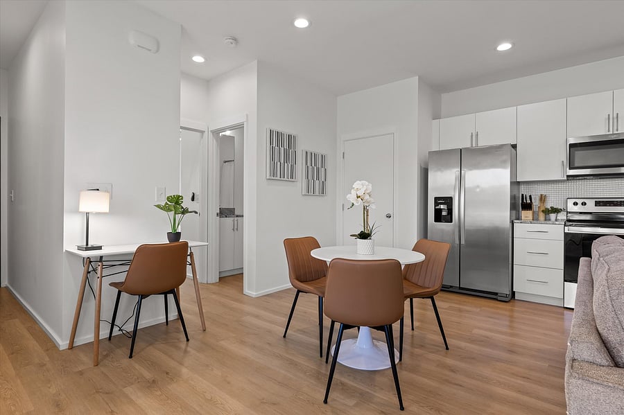 The open layout is convenient for working from home