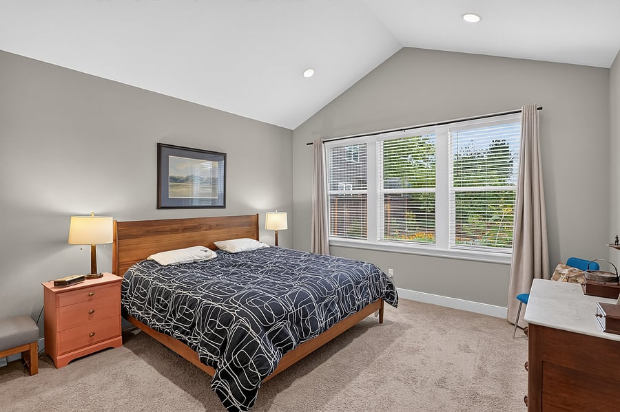 Primary Bedroom on the main with king bed and room darkening draperies