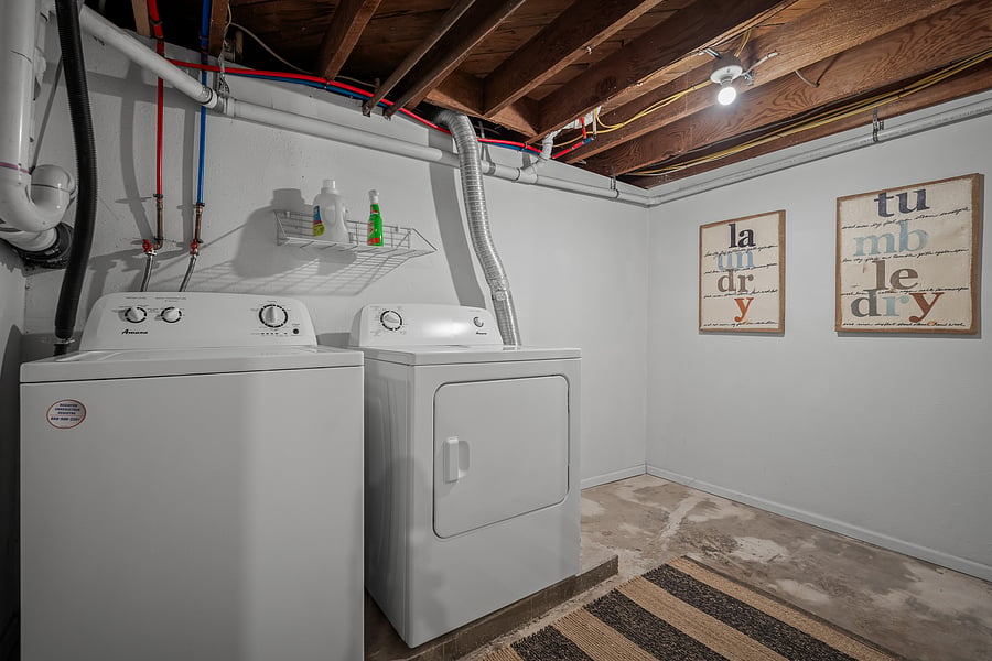 Yeah, yeah we all have to do it and we all hate it! Don't fret; new washer and dryer with a clothes hanger to make laundry that much faster and easier. Starter laundry kit included with detergent and dryer sheets.