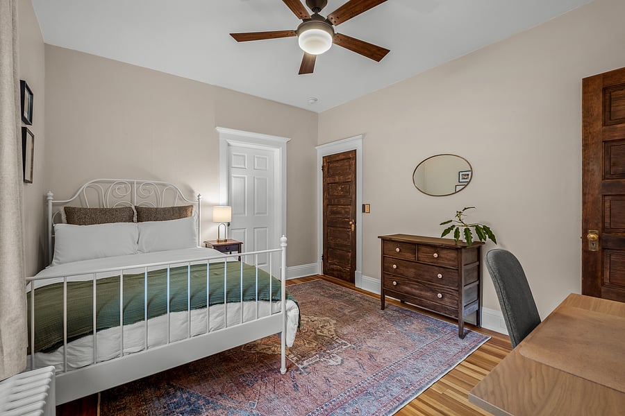 The second bedroom replicates the comfort of the main with a full sized bed that is just as comfortable as the queen. It also has a deep closet for even more clothes, shoes and luggage stowing. Lastly, a comfortable work chair and desk are provided.