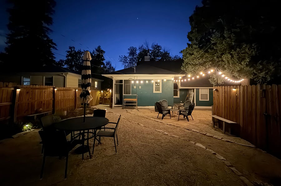 Solar powered bistro lights provide all the ambience you'll need to enjoy the cool Colorado nights!