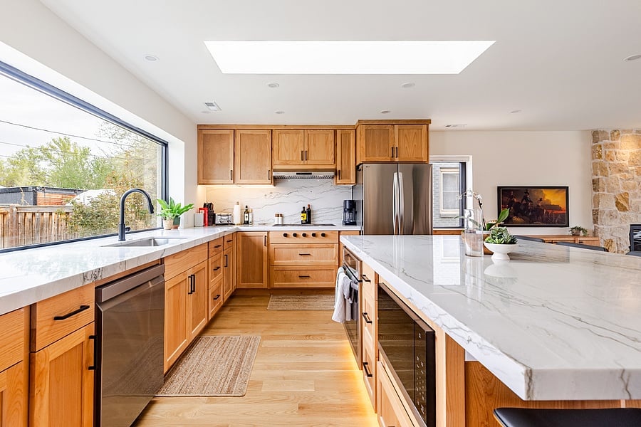 Upstairs Kitchen, Dining Island & Laundry 1