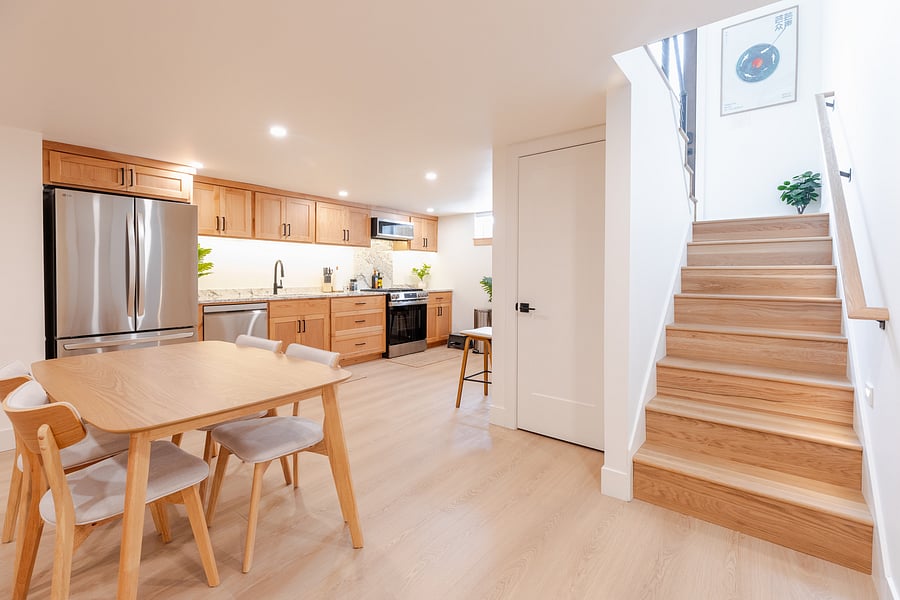 Basement kitchen, dining and pantry closet