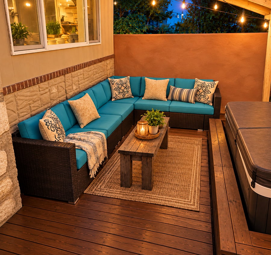 "VIP" area .... Smoking section/relaxing in the outdoors near the hot tub.