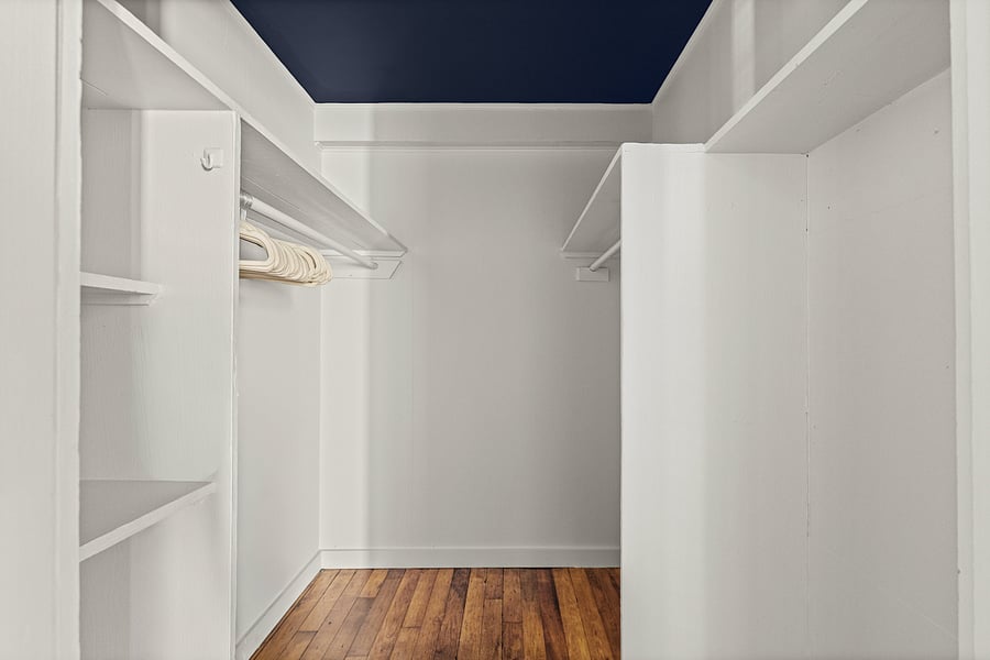 The walk in closet is spacious!