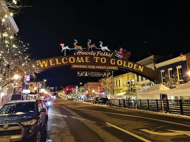 Folks come from miles around to enjoy the holiday iights in downtown Golden.