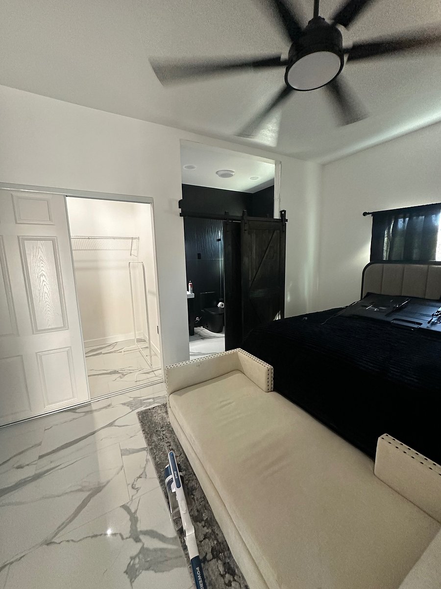 Bedroom and bathroom
