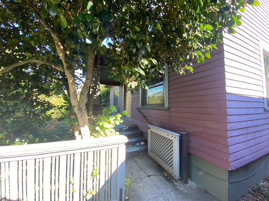 View of the front porch from the driveway