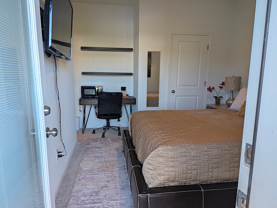 View from the rear exit facing into the suite.