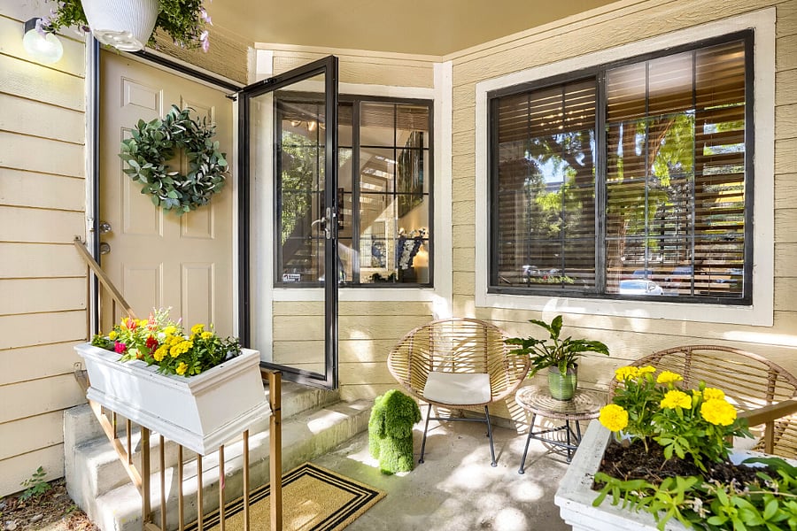 Private Outdoor Patio  A peaceful, ground-level retreat perfect for morning coffee, fresh air, or relaxing at the end of the day.