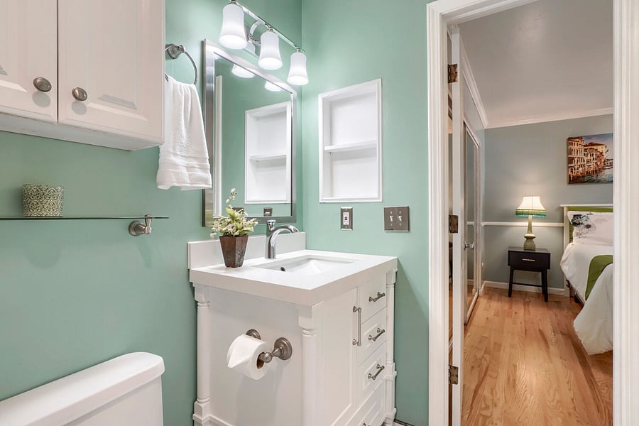 Bathroom Storage & Vanity - A spacious vanity and generous built-in storage provide plenty of room for everyday essentials, linens, and personal items.