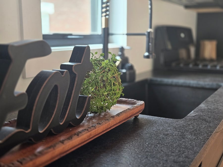 granite counter top and modern black features
