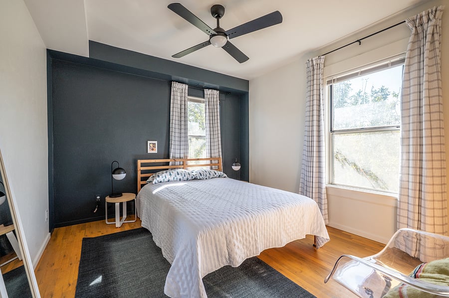 bedroom with black out curtains