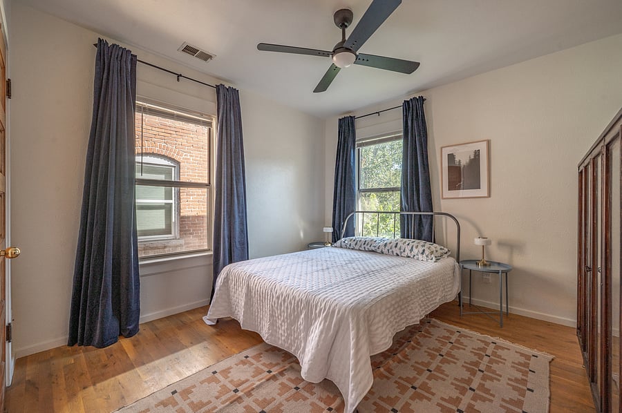 bedroom with blackout curtains
