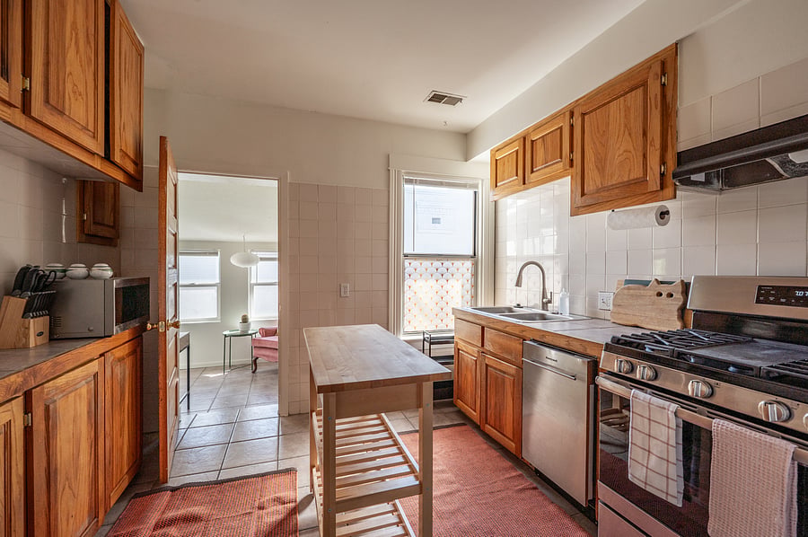 kitchen with island and lots of storage