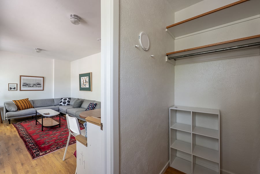 living room walk-in closet