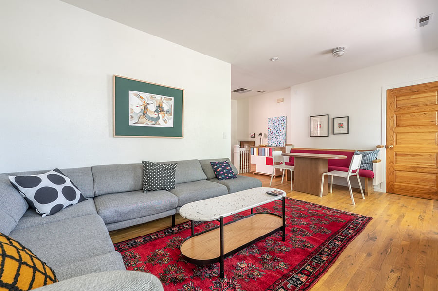 living room with large sectional sofa