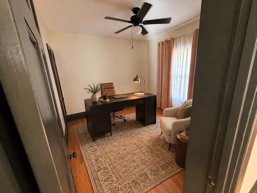 This is a staged picture, but what it will look like when furnished
