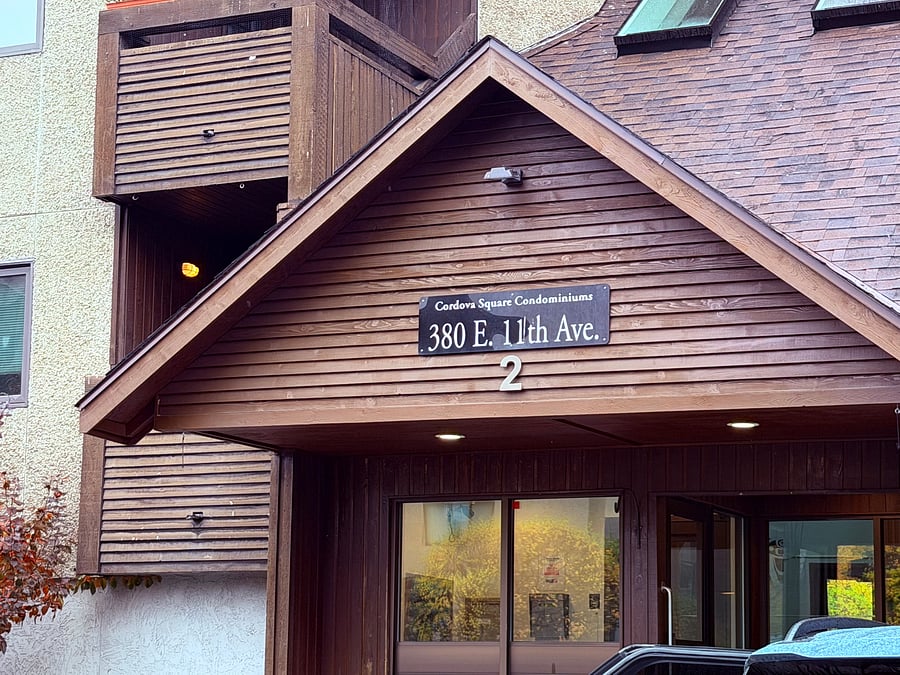     Secure building entry with elevator access.