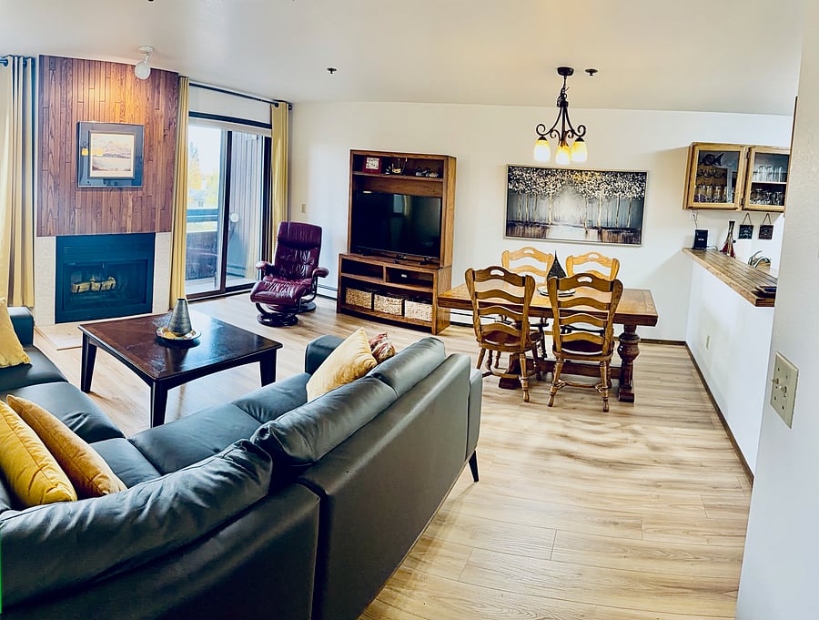     Comfortable living and dining spaces, perfect for relaxing after a long day.