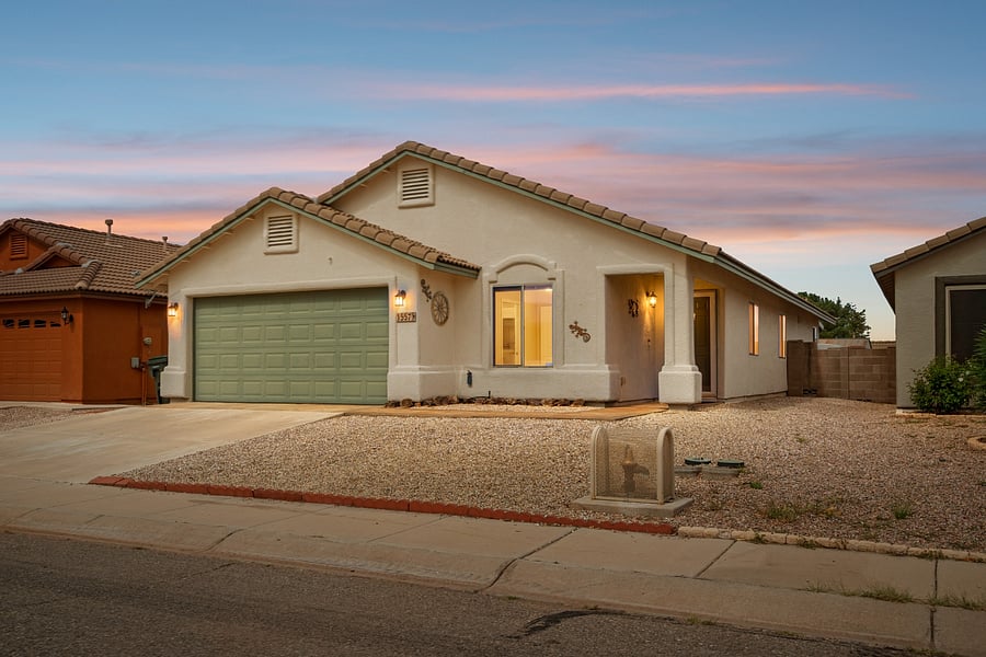 A welcoming exterior view of Silverado, offering the convenience of a fully furnished home for extended stays in Sierra Vista.