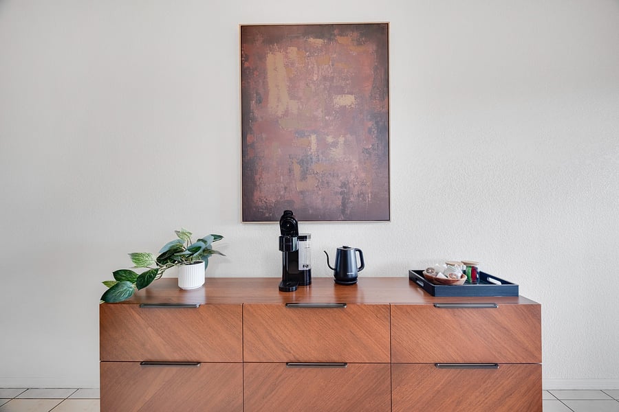 Dedicated coffee and tea station makes it easy to enjoy your morning routine from the comfort of home.