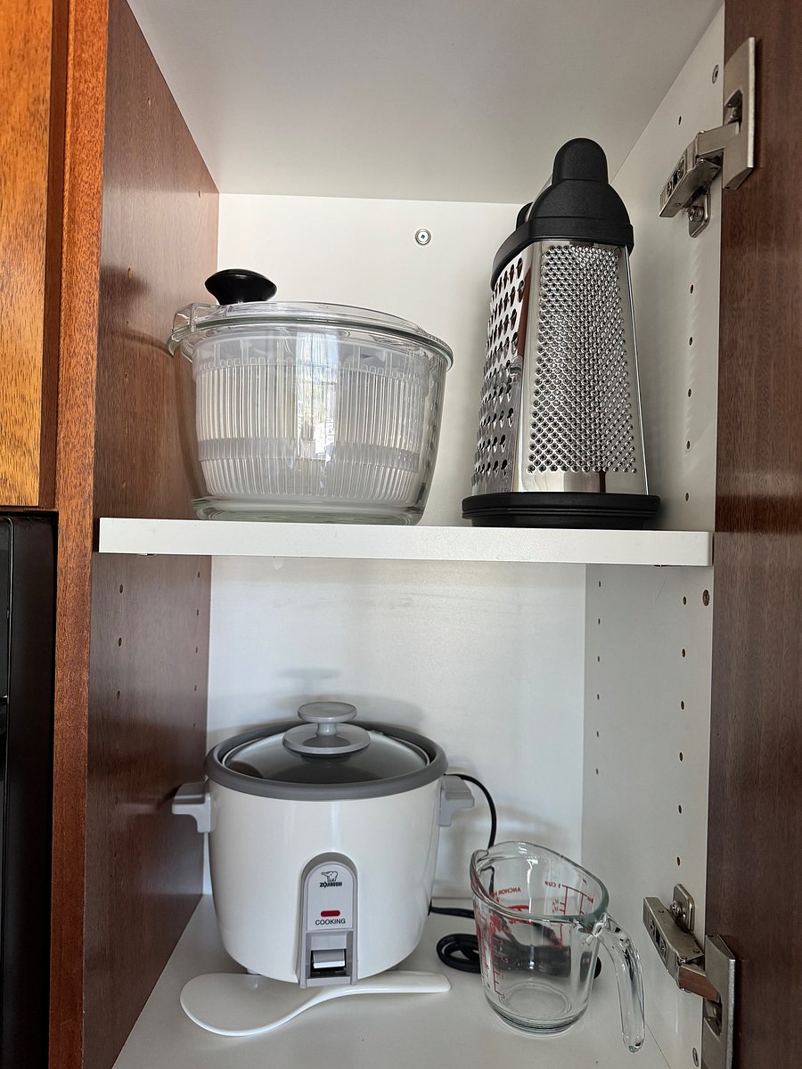Salad spinner, grater and Zojirushi rice cooker.