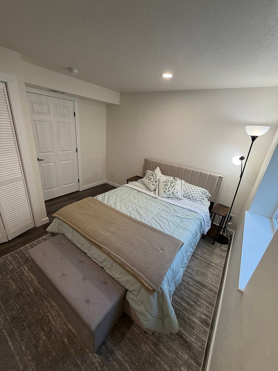 A brand new memory foam bed and pillows, with an optional memory foam topper and blackout blinds. When we renovated, we added an over-the-top amount of soundproofing, so you can count on a peaceful night's sleep!