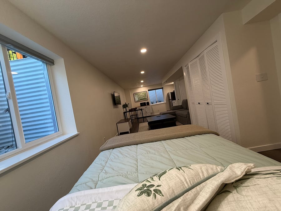 A brand new, 650-square-foot finished studio apartment, plus an extra 50 square feet of unfinished storage space if you need it!