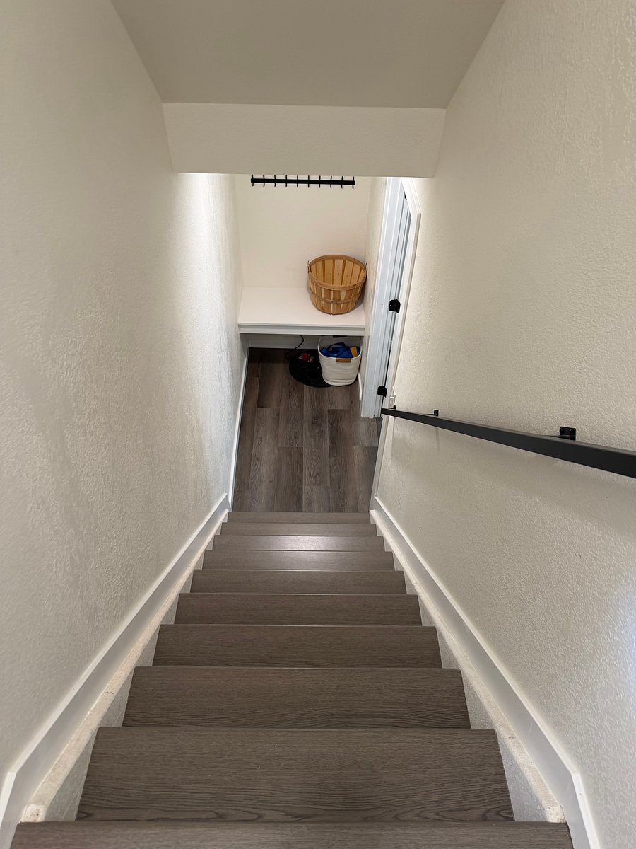 The stairs lead from the shared mudroom (which is locked from the rest of the house for privacy) into your gorgeous studio apartment!