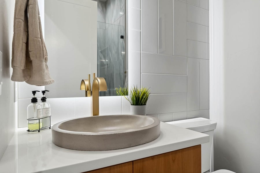 Main floor powder bath. Includes a shower.