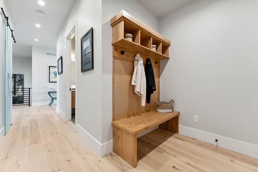 Mudroom for single car garage.
