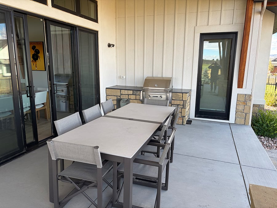Outdoor bbq and dining table.