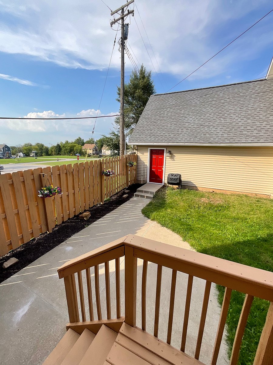 Two car garage & backyard