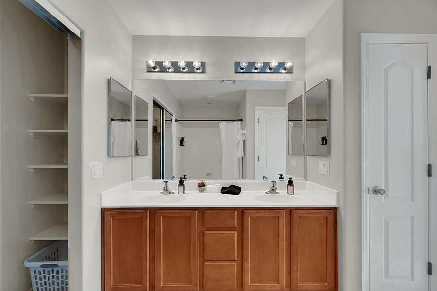 Relax and refresh with a spacious shower stocked with essentials.